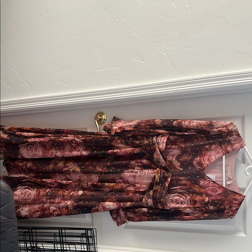 Soft Surroundings Floral Long Sleeve Dress - Pink and Brown